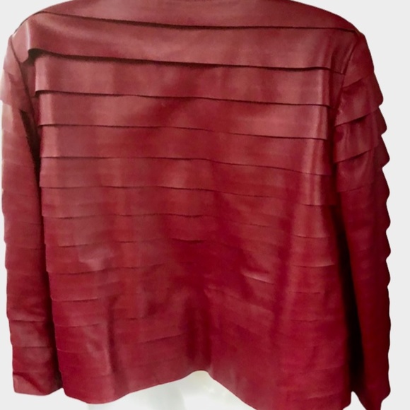 Lafayette 148 Burgundy Layered 100% Leather /Cuir Jacket. - Picture 2 of 9